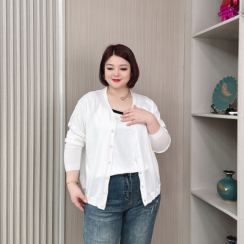 2025大码针织开衫女冰丝防晒上衣