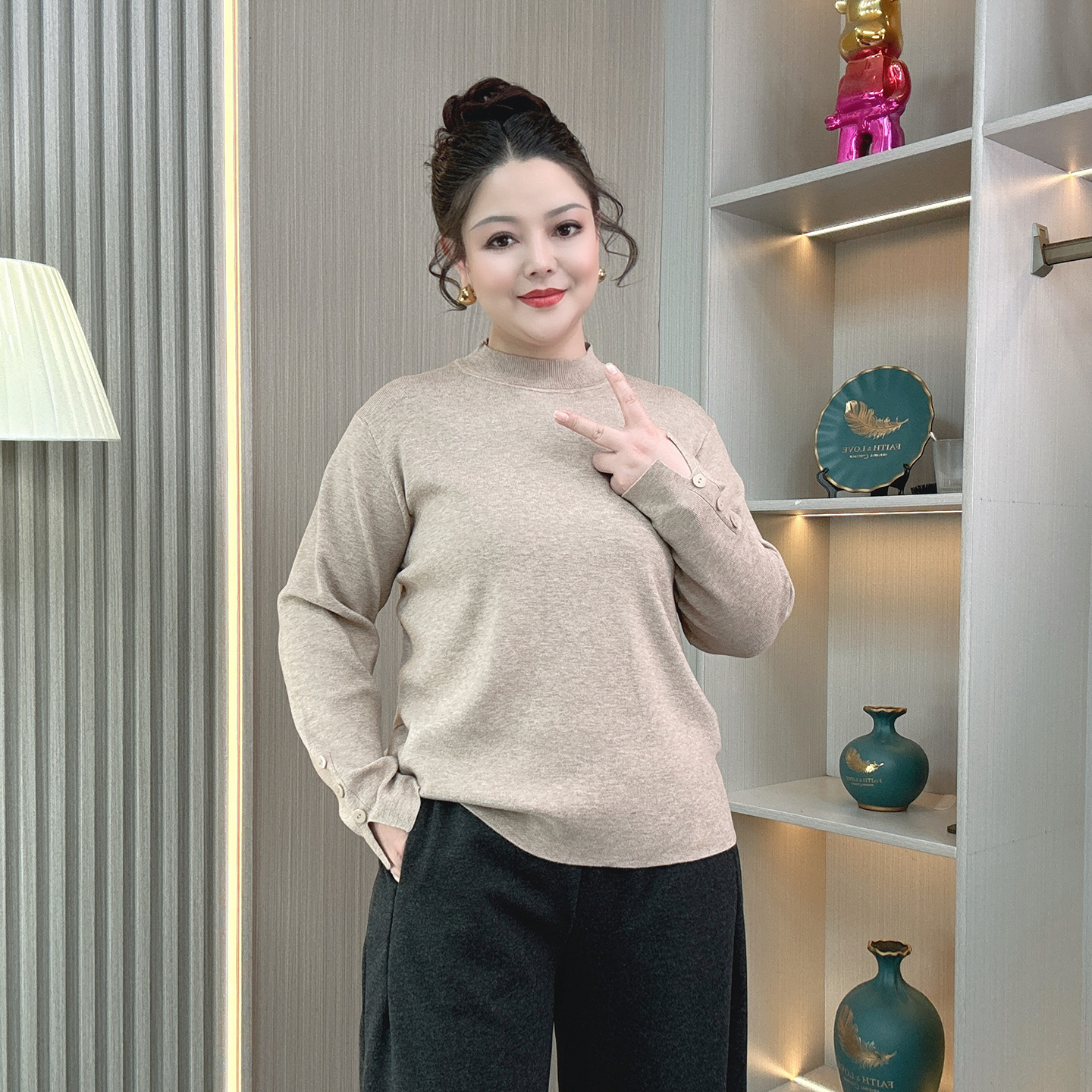 设计感针织打底衫胖mm内搭毛衣女