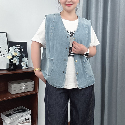 牛仔马甲女大码背心外套休闲坎肩
