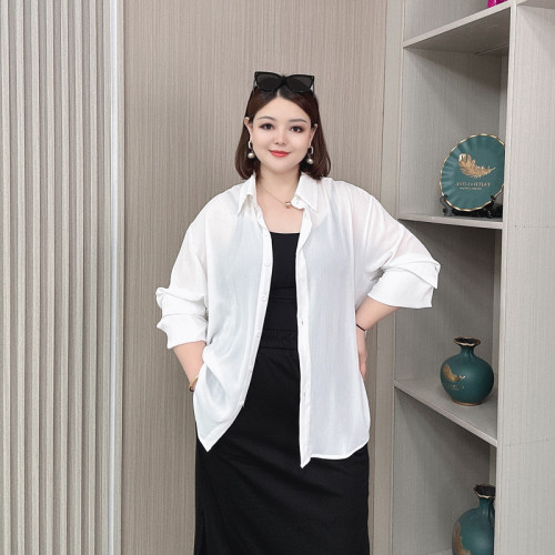 2025夏季大码薄款防晒衬衫女显瘦