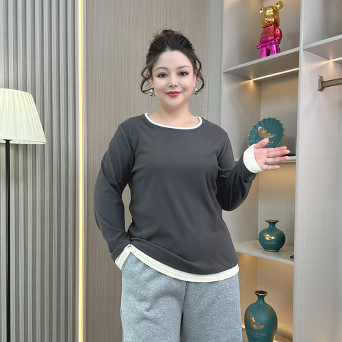 大码女装秋冬假两件保暖打底衫