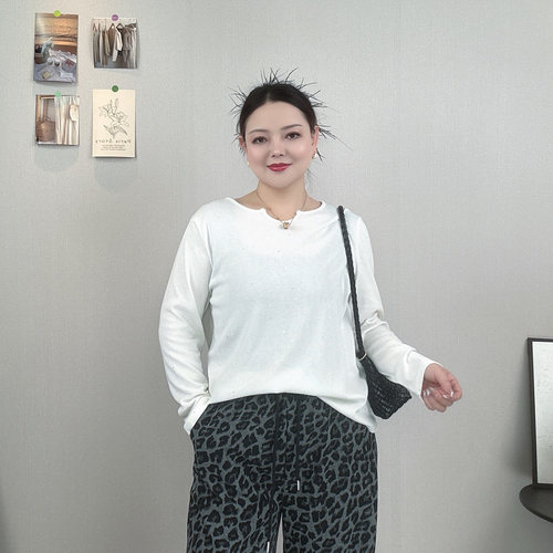 大码亮片撒银长袖打底衫T恤女秋