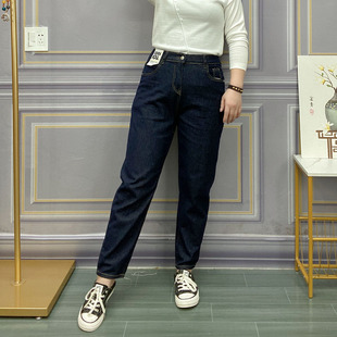 子 显瘦休闲萝卜老爹哈伦裤 胖妹妹200斤宽松牛仔裤 女高腰春秋大码