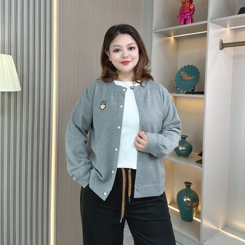 大码胖mm春秋宽松百搭卫衣外套女