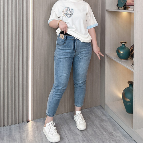 春夏装大码显瘦薄款几分牛仔裤女