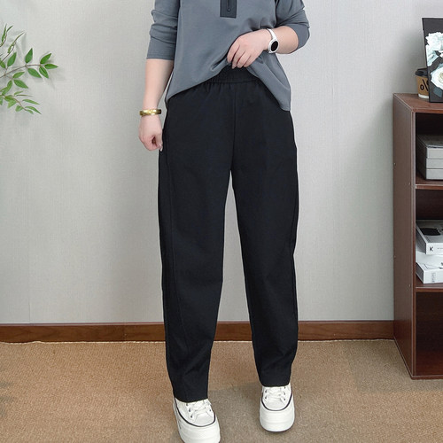 大码女装松紧腰阔腿裤女休闲裤子