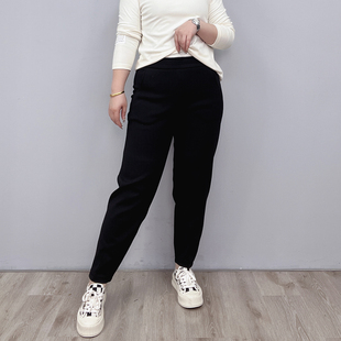 宽松显瘦弹力松紧高腰哈伦萝卜裤 大码 女胖mm韩版 加绒休闲裤 子 冬装