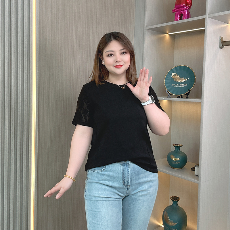 别致时尚气质蕾丝短袖T恤女夏