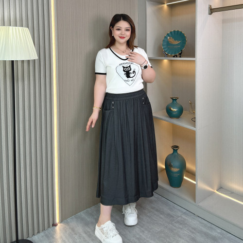 大码女装夏季薄款天丝牛仔半身裙