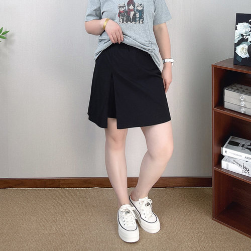 大码黑色裙裤半身裙女休闲短裤裙