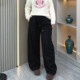 高腰宽松慵懒直筒显瘦弯刀长裤 大码 子 秋季 新款 胖mm休闲阔腿裤 女裤