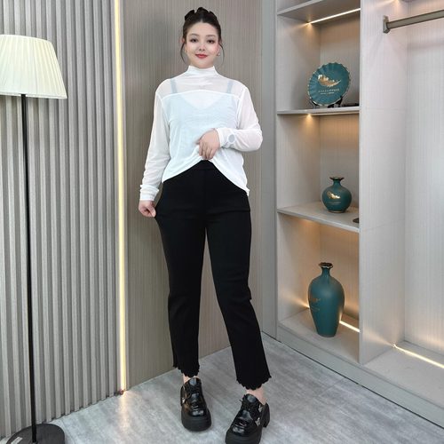 春秋新款高腰显瘦九分烟管裤女装