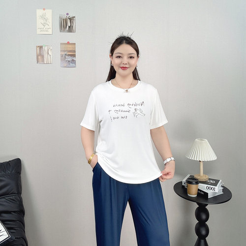 短袖T恤女夏遮肚子休闲正肩上衣