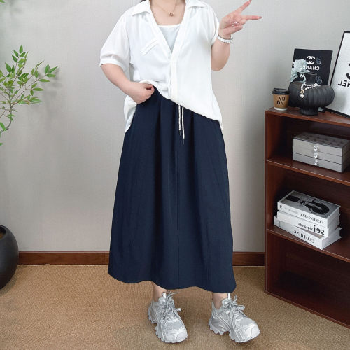 夏季大码半身裙女高腰A字中长裙
