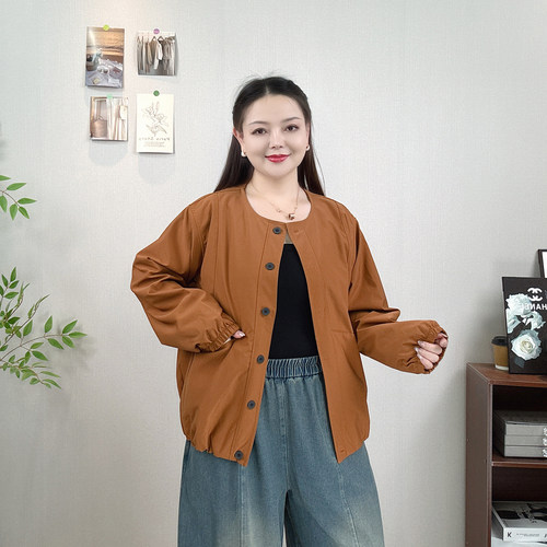 大码休闲外套女秋装上衣开衫夹克