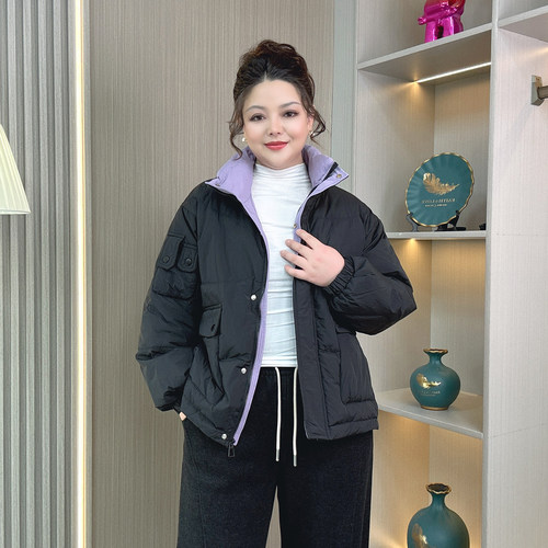 加大码冬季90白鸭绒轻薄羽绒服女