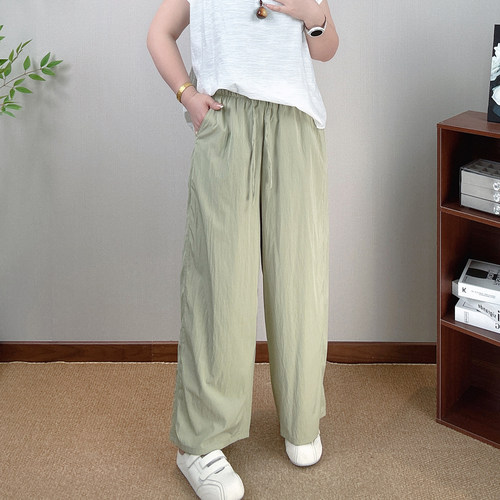 大码夏季薄款阔腿裤女垂感九分裤