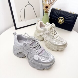 真皮单网厚底老爹鞋 增高运动休闲百搭小个子春夏透气网面DF5C395