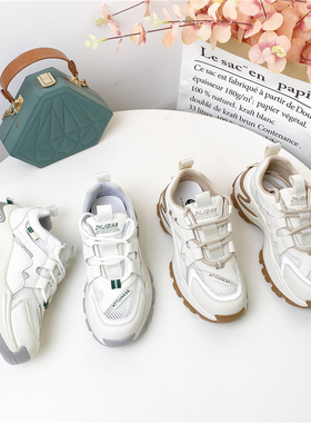 真皮牛皮网面透气内增高休闲鞋厚底老爹鞋女轻便舒服运动鞋5259