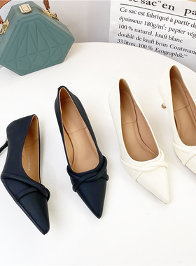 新款尖头浅口纯色韩版日常舒适简约大气时尚百搭细高跟单鞋C3431