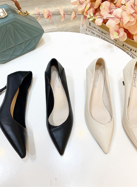 高跟单鞋时尚纯色细跟百搭尖头浅口日常韩版秀气女鞋SS22A1716