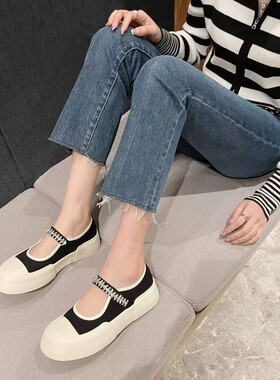 内里全皮帆布韩版休闲鞋舒适厚底软底软面圆头日常MBC51-3056-B5