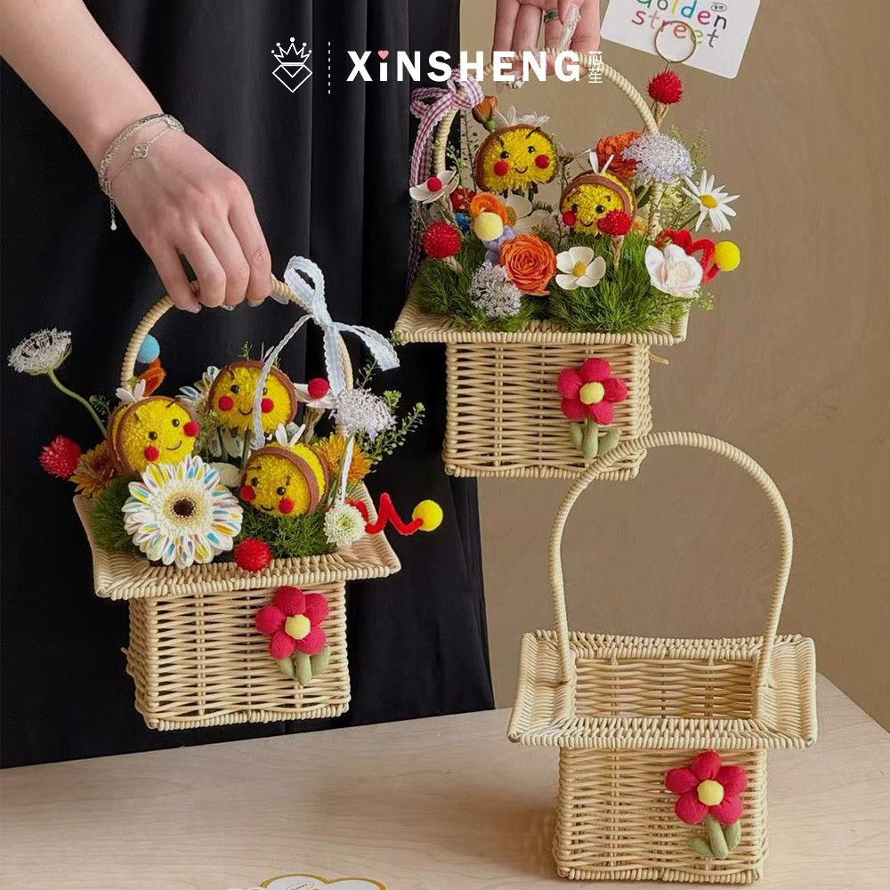 芯苼资材向日葵花朵花篮