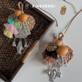芯苼物语 藏银钿蒲扇挂件套餐中式传统手工diy鲜花束装饰流苏挂件