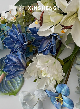 芯苼物语 新年蓝色仿真花系列 精致逼真装饰花艺干花鲜花花束资材