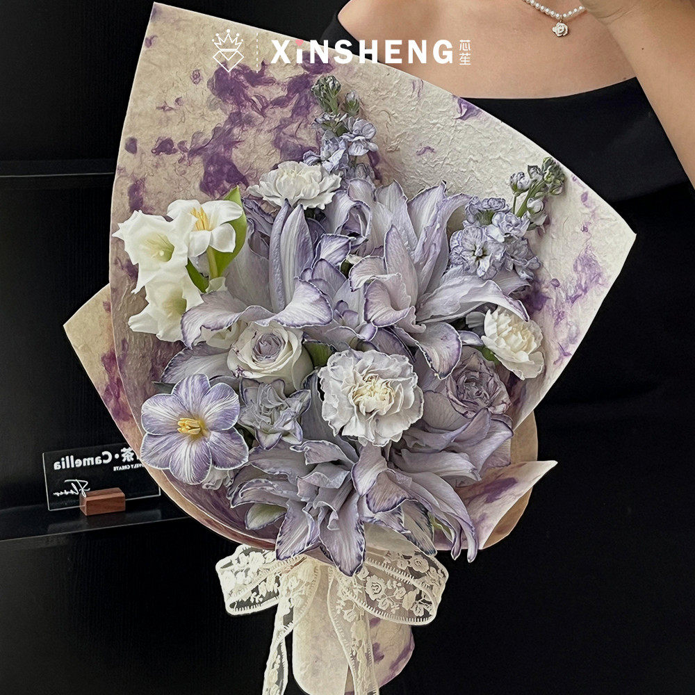 芯苼物语 扎染东巴纸 高质感手工纸浪漫鲜花束包装纸花店花艺资材