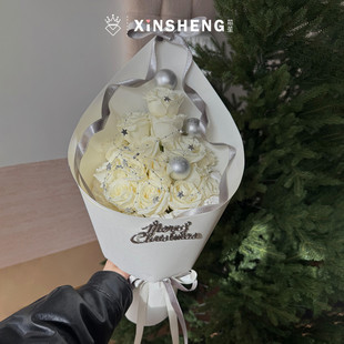 圣诞玫瑰花树节日氛围感鲜花diy花店资材 芯苼物语 圣诞节新品