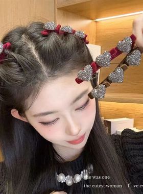 网红植绒编发发夹刘海夹前额侧边发卡碎发整理神器公主头夹子头饰