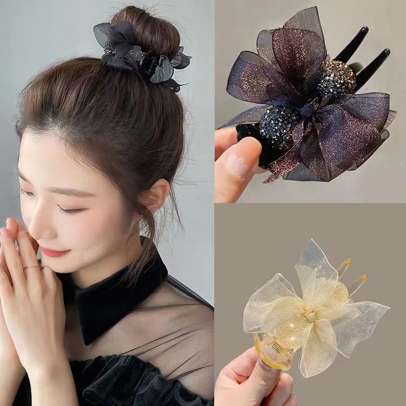 新款蝴蝶结抓夹大号丸子头神器懒人盘发神器夏季丸子头发饰盘发器