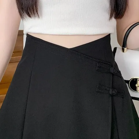 梨形身材夏季半身西装裤裙女短裤a字裤裙黑色胖M防走光大码高腰