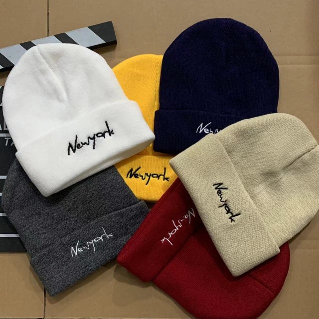 帽子男女冬天毛线帽潮牌字母韩国百搭保暖冷帽韩版针织帽显脸小