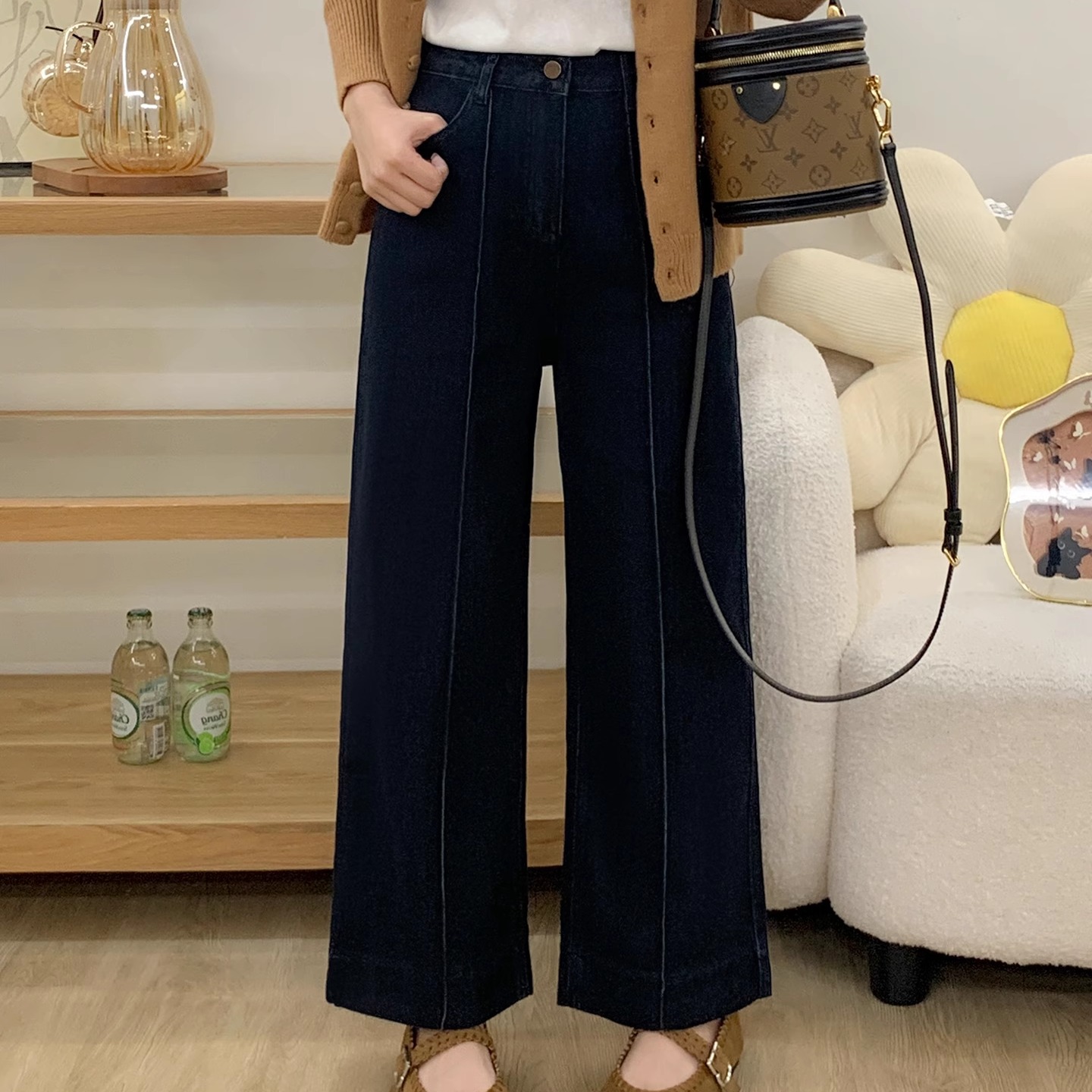 弹力直筒九分牛仔裤秋冬新款显瘦