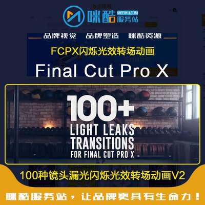 新版FCPX插件-100种镜头漏光闪烁光效转场动画V2 Mac软件插件合集