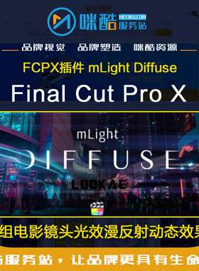 FCPX插件6组电影镜头光效漫反射动态效果mLight Diffuse Mac软件