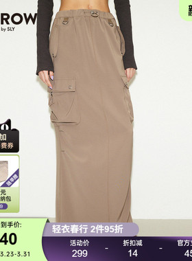 SLY 春季欧美风多口袋工装裙垂感半身裙女030HS031-0740