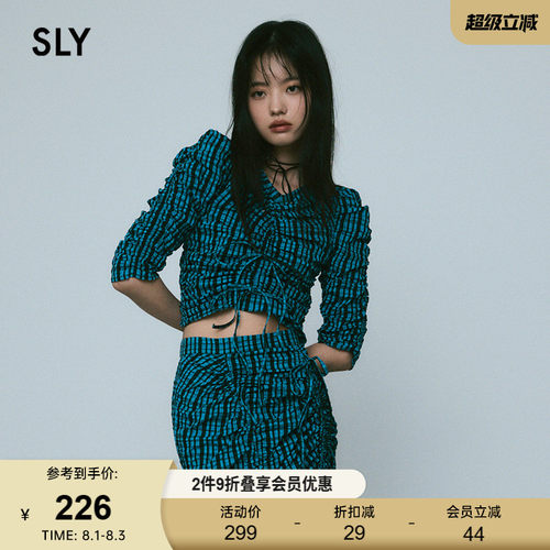 SLY复古日杂风格纹捏褶衬衫
