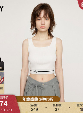 SLY 春季运动休闲风拼色LOGO针织吊带背心030HSZ70-2620