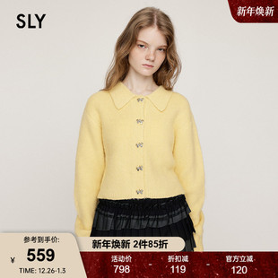 030IA470 温柔风软糯泡芙蝴蝶结纽扣针织开衫 2651 新品 SLY2025冬季