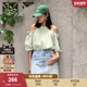女038HSL30 SLY 0011 法式 优雅田园风露肩蝴蝶结衬衫 夏季 新品