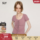 上衣030ISR80 SLY 4551 甜美系带圆领修身 舒适短袖 夏季 新品