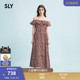 海边度假风优雅碎花一字肩连衣裙038HAM33 新品 0071 夏季 SLY