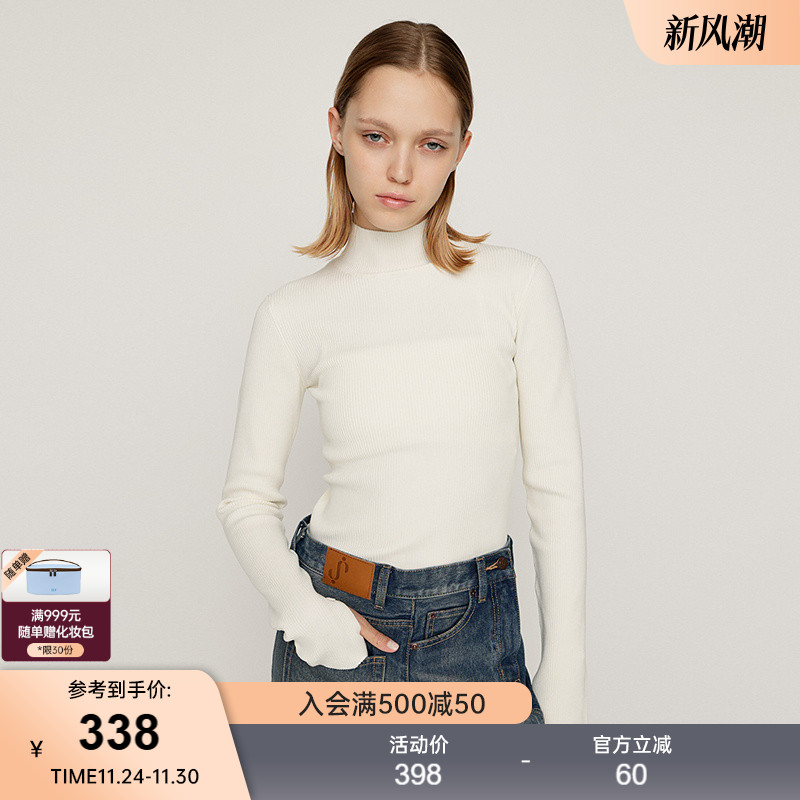 SLY 2025冬季新品纯色简约修身高领打底毛针织衫女030IAR70-1471
