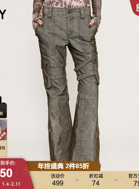 SLY 24冬季新品美拉德低腰微喇裤绑带休闲裤030HAZ31-0911