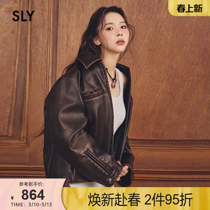 SLY  早春新品机车风皮质夹克外套030HSA01-0010