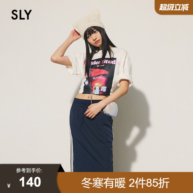 sly未来感印花休闲风短袖T恤