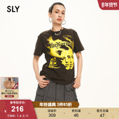 T恤女030HSA90 SLY 2301 街头风个性 撞色印花短袖 春季 美式